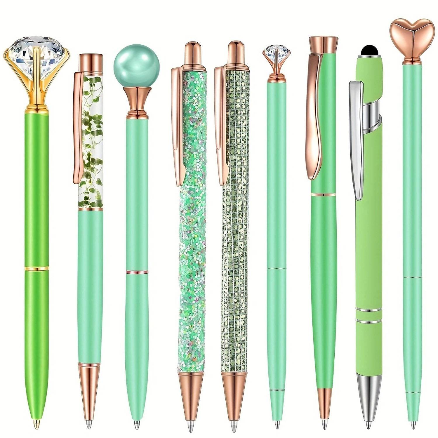 8 pcs Crown Quicksand Ballpoint Pen Stationery Gift Set 2
