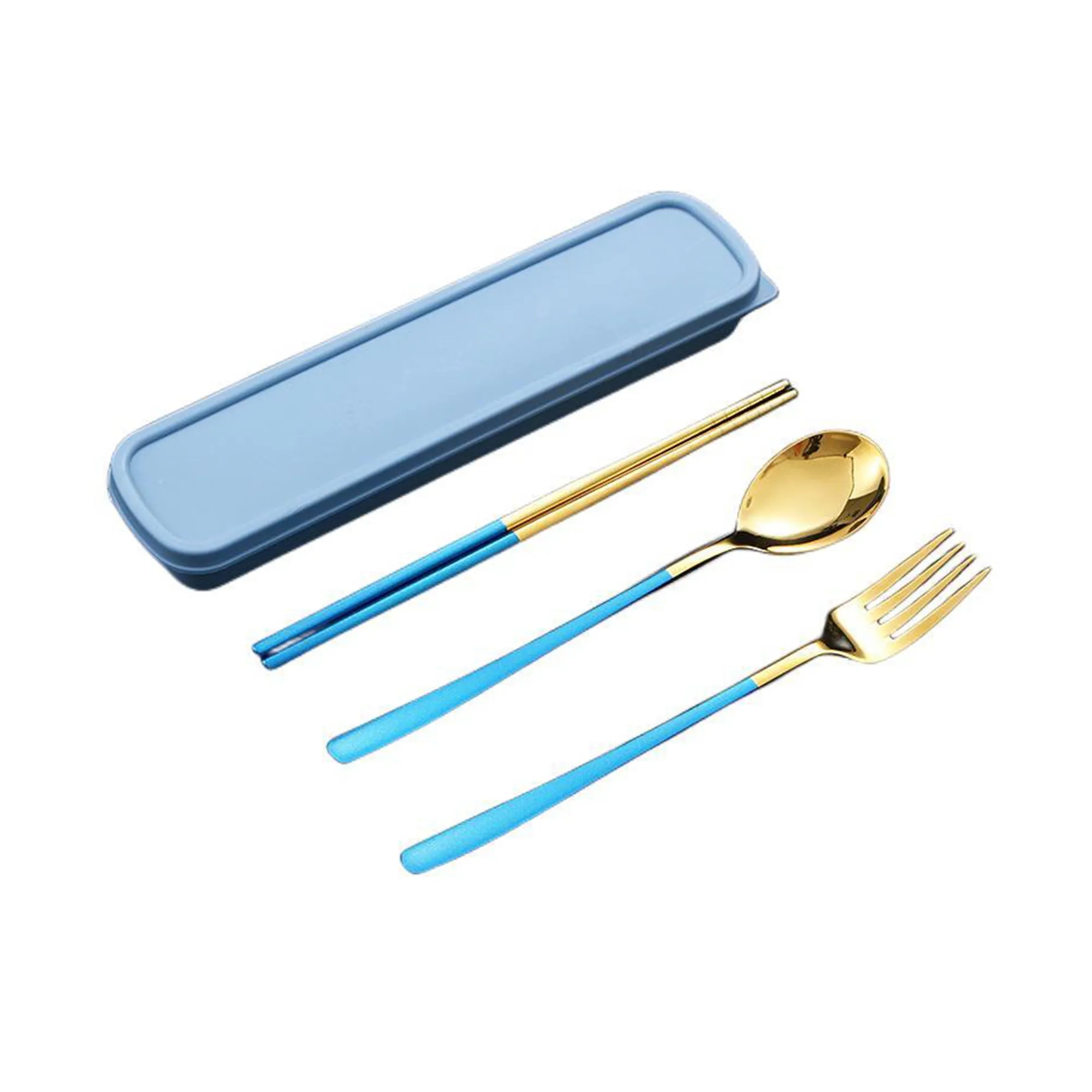 Portable Tableware Travel Boxed Golden Three-piece Sets 2