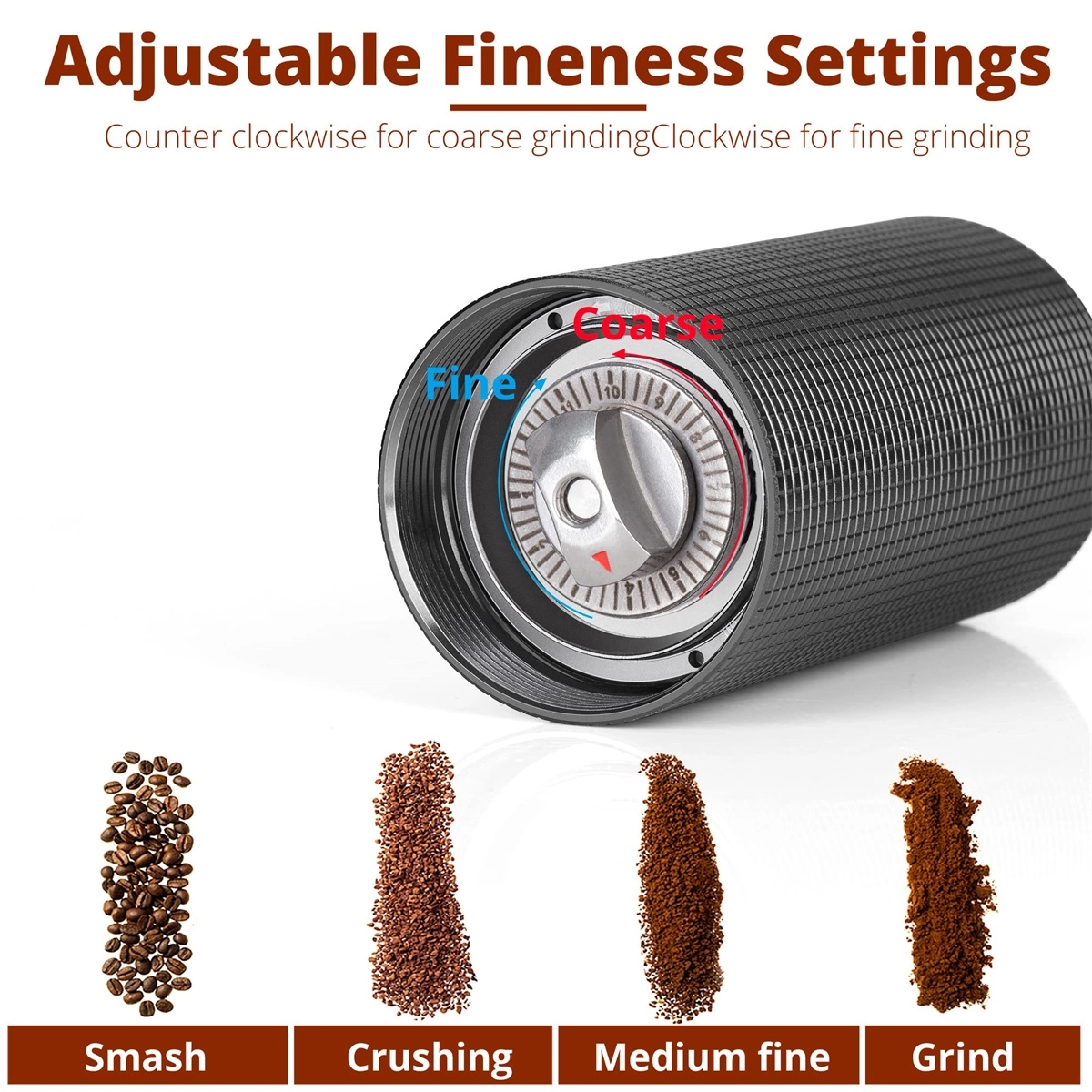 Stainless Steel Manual Burr Hand Coffee Grinder with Crank 3