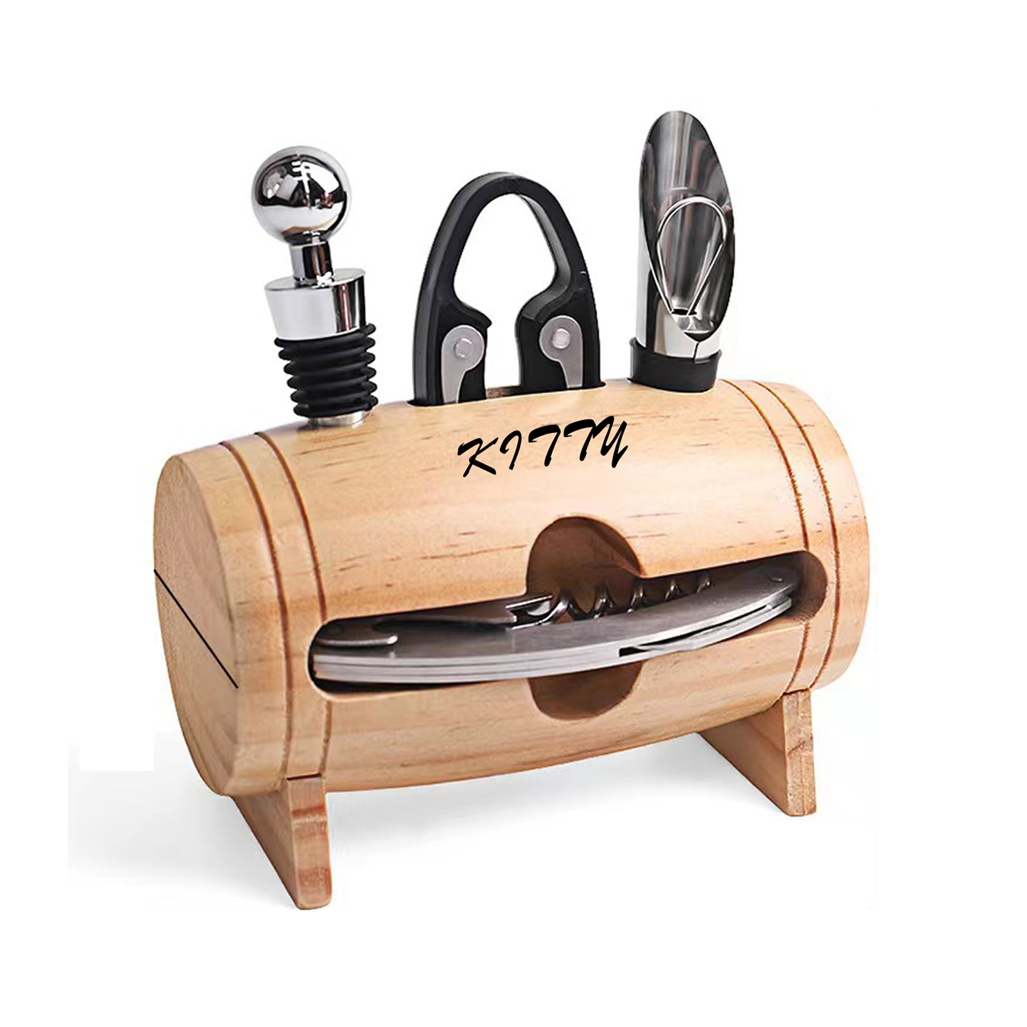 Bamboo 4-Piece Wine Tool Set 4