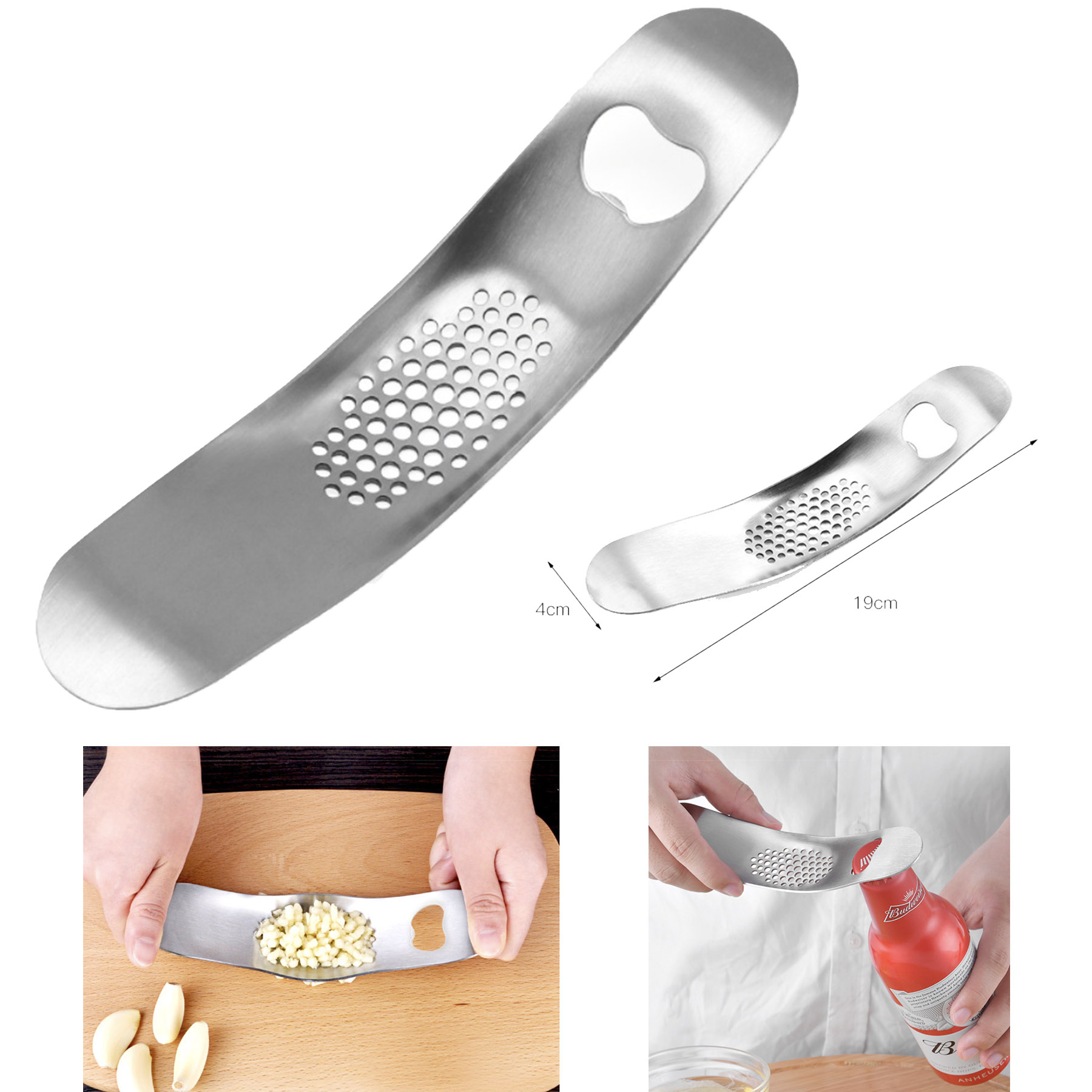 2 In 1 Stainless Steel Garlic Rocker Crusher MincerSqueezer Slicer With Opener 1