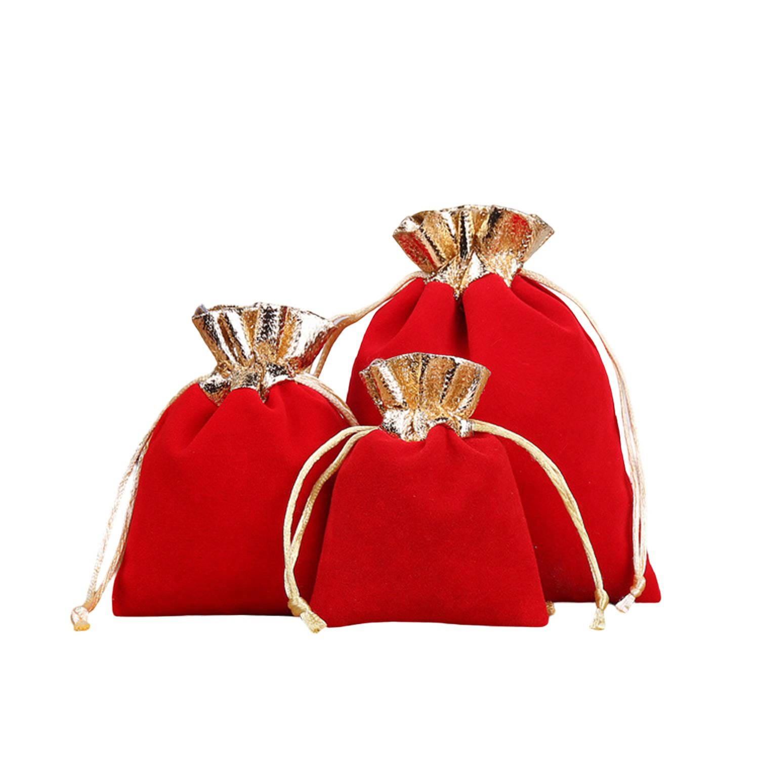 Velvet Two Tone Drawstring Jewelry Pouch 5