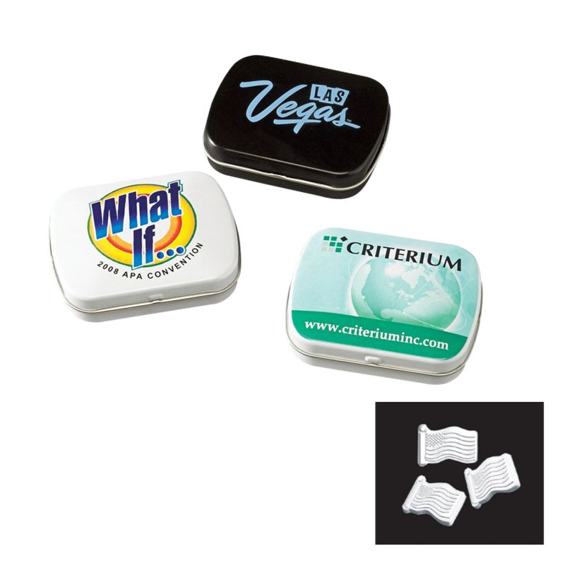 Domed Tin with American Flag Shaped Mints 4
