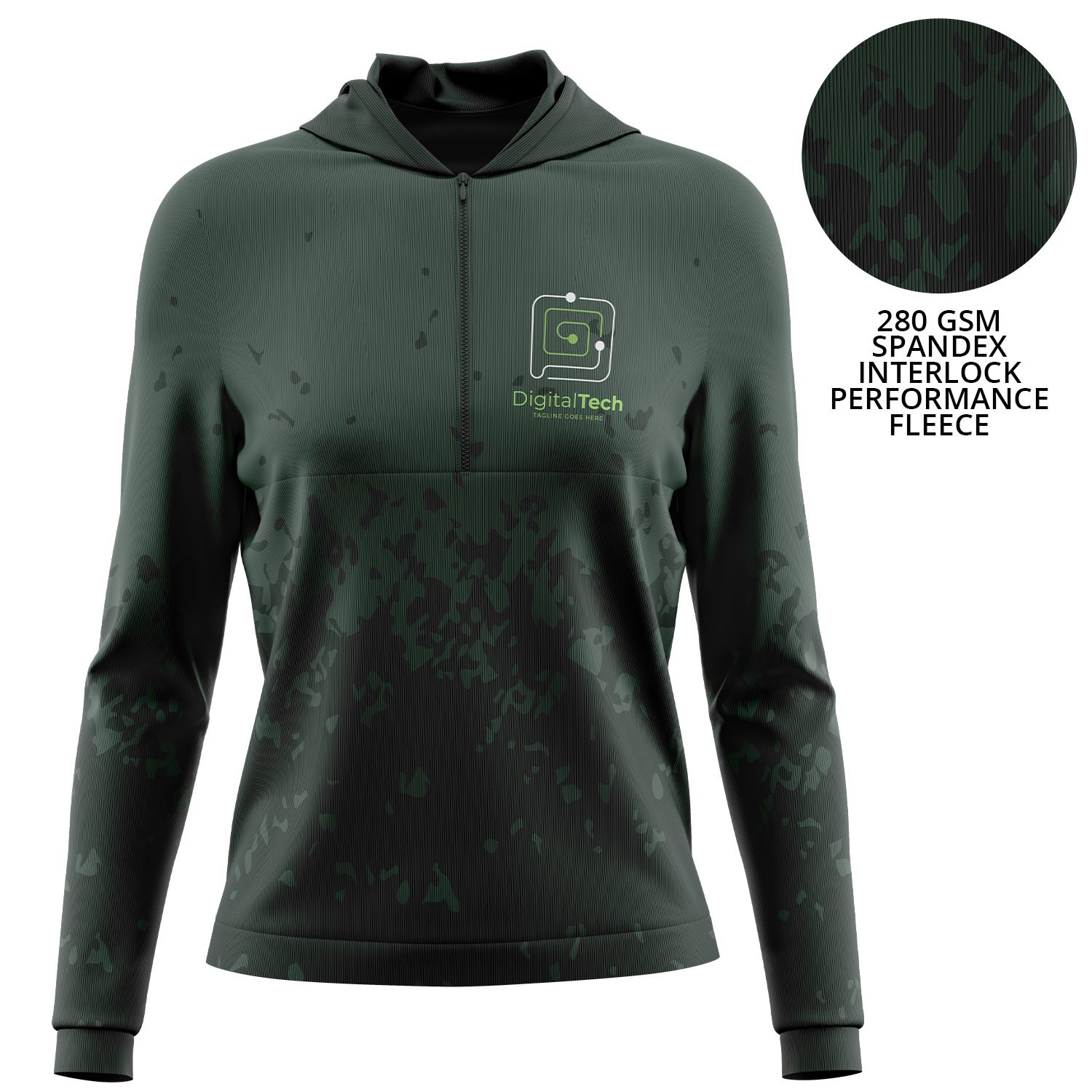 Women's 280 GSM Spandex Interlock Fleece Half Zipper Hoodie 3