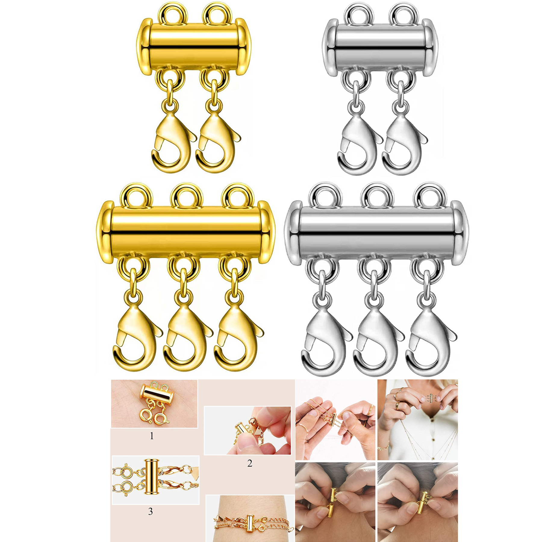 4 Pack Necklace Layering Clasps