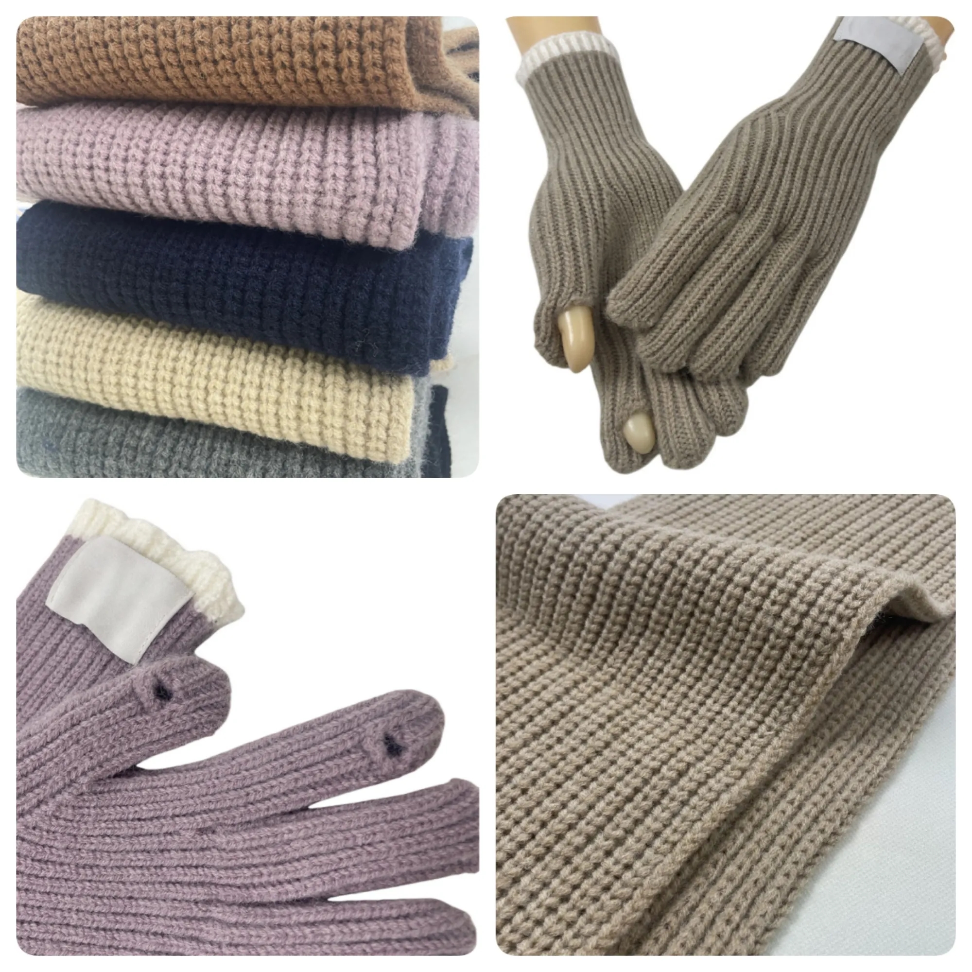 Winter Knit Scarf Hat Gloves Set 6