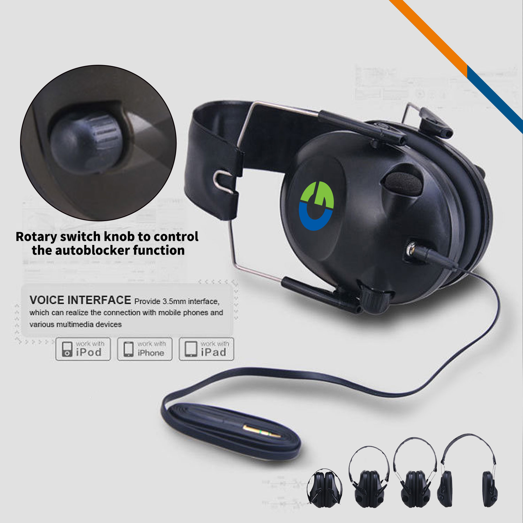 Clay Foldable Shooting Noise Reduction Earmuffs 8