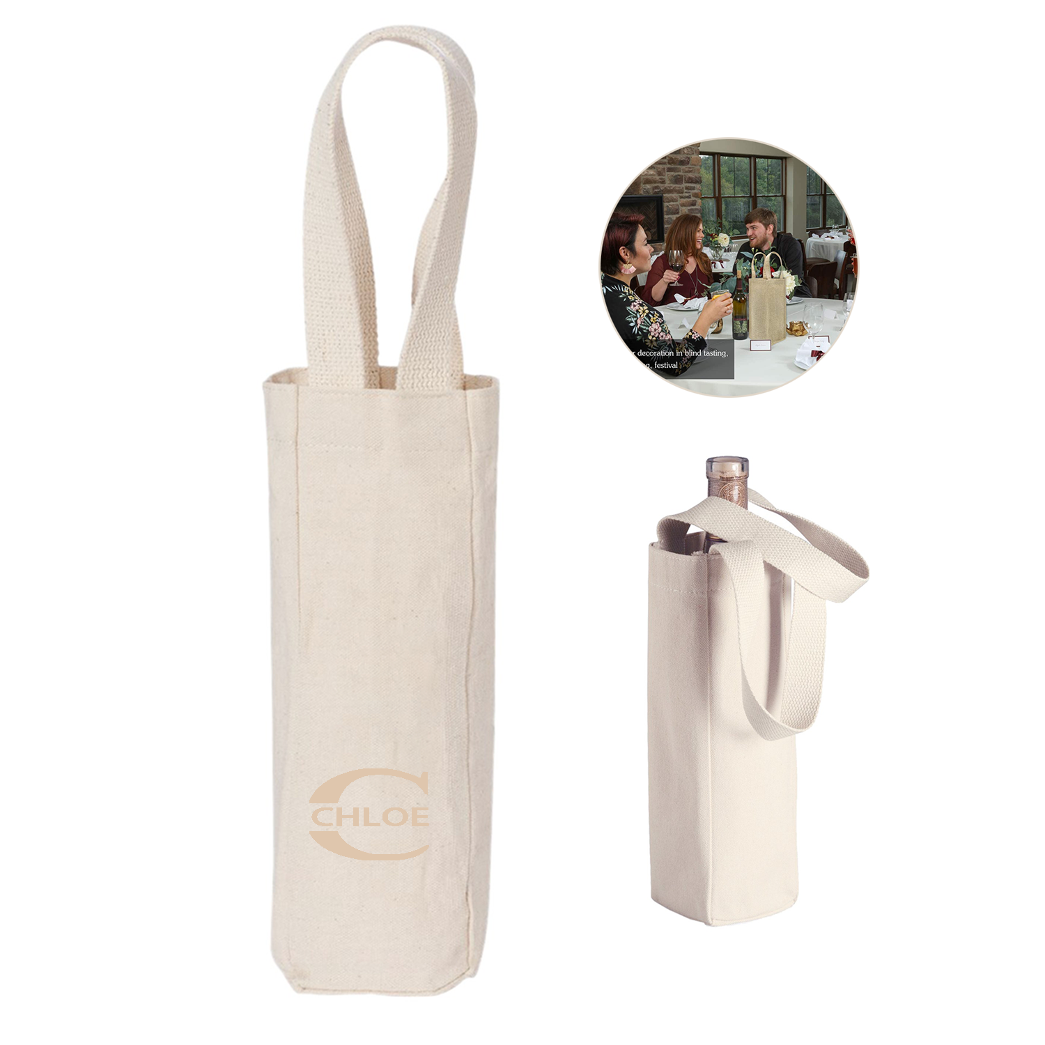 10 Oz. Cotton Wine Bottle Tote 2