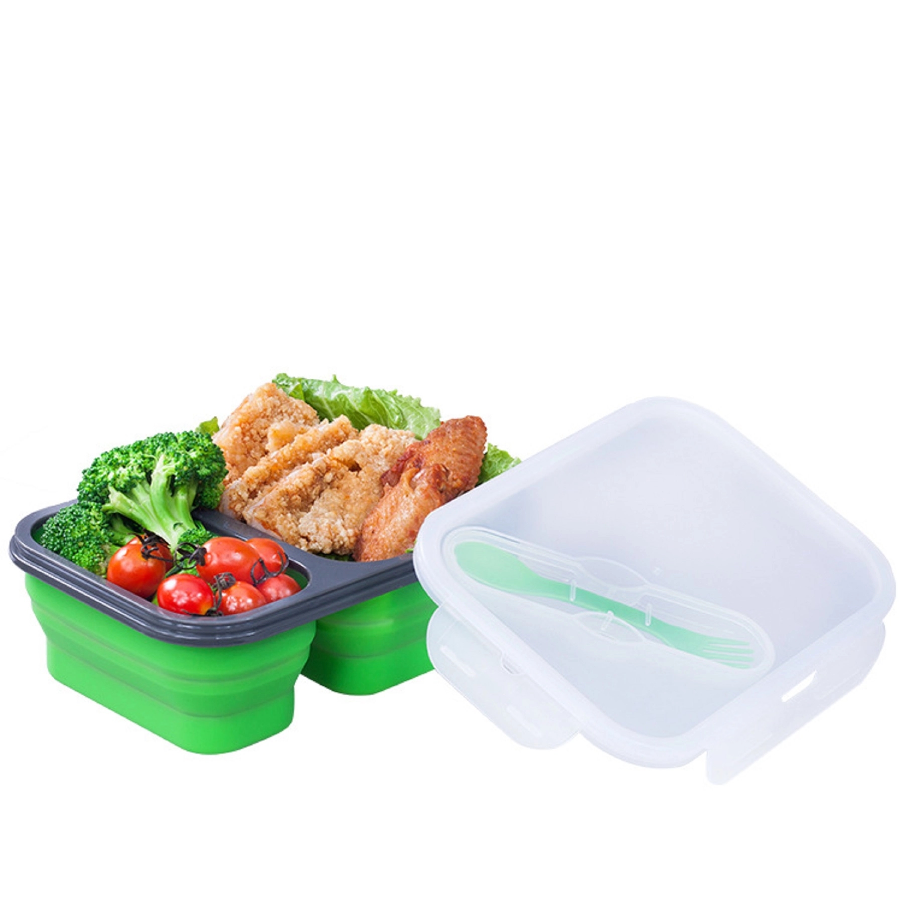2-Compartment Reusable Silicone Lunch Box 3