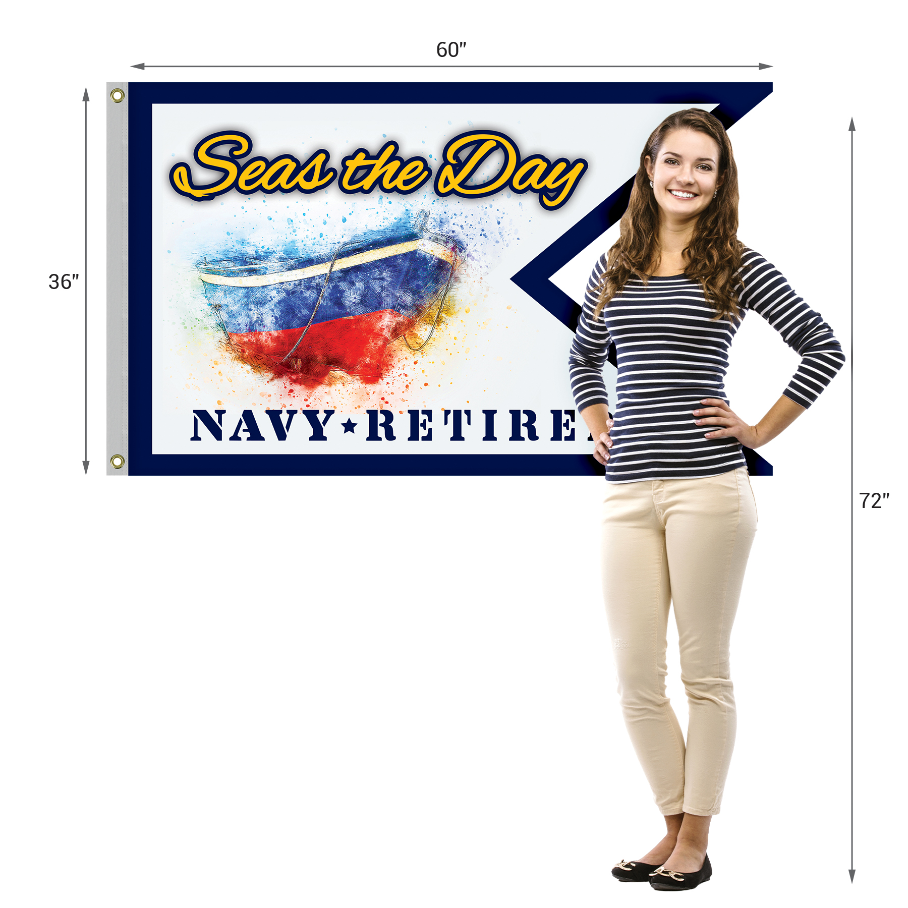 Single Reverse Knitted Polyester Guidon Boat Flag (36"x60") 8
