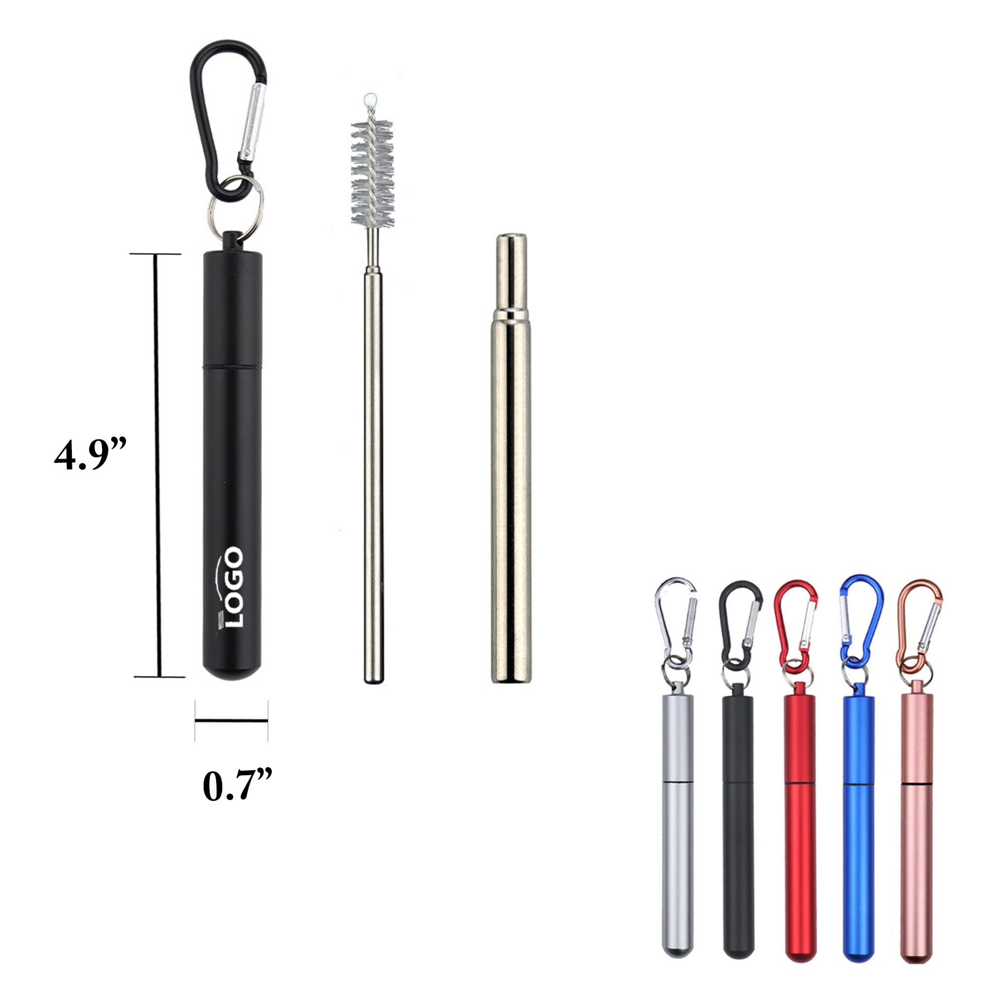 304 Stainless Steel Foldable Straw With Aluminum Case 2