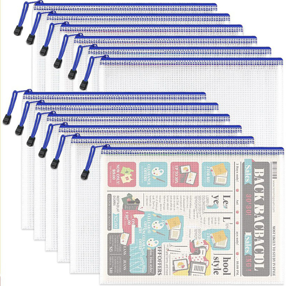 Zipper Pencil Pouch Plastic Zip File Bags 4