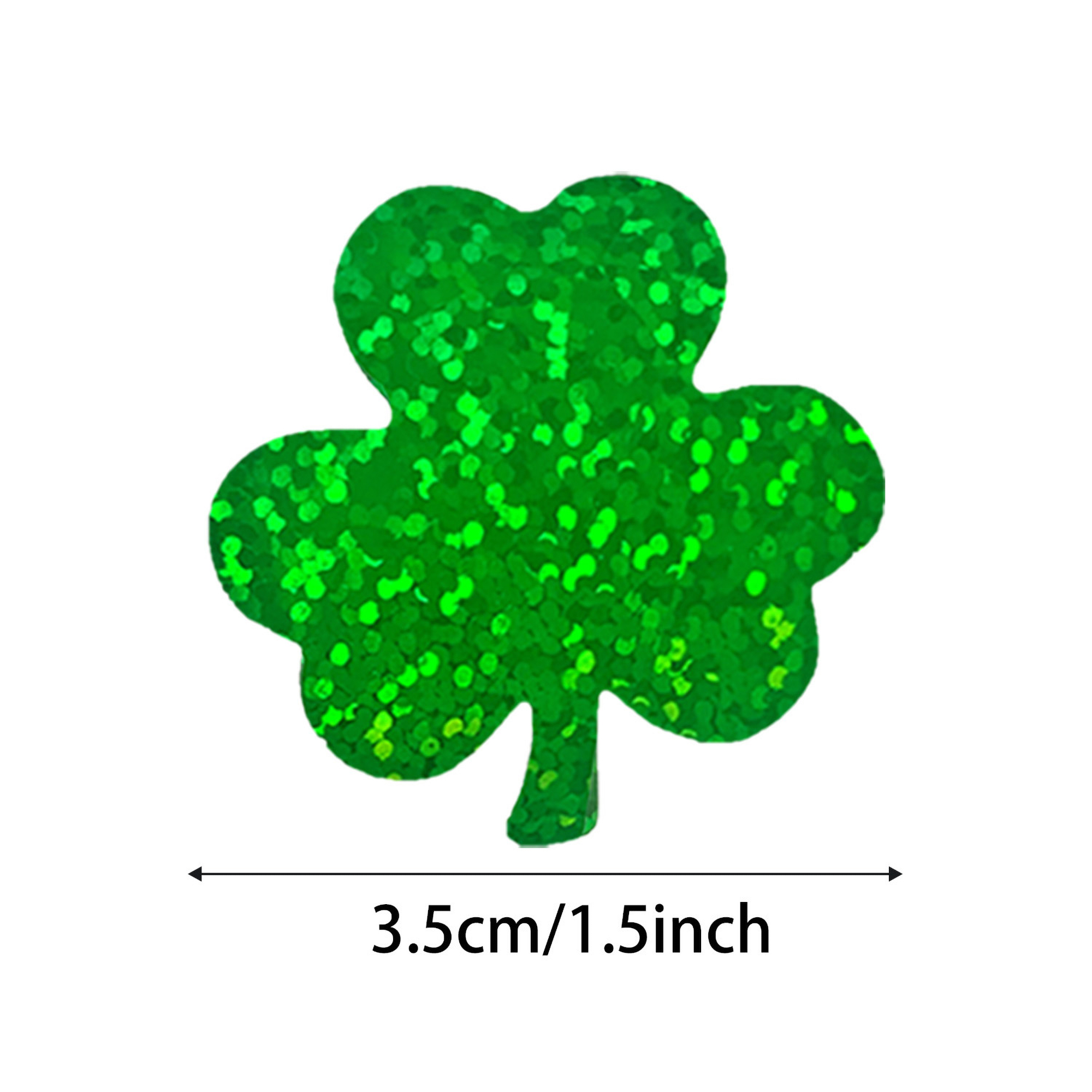 Festive Glitter Shamrock Stickers Tri-Color Green PET Design 3