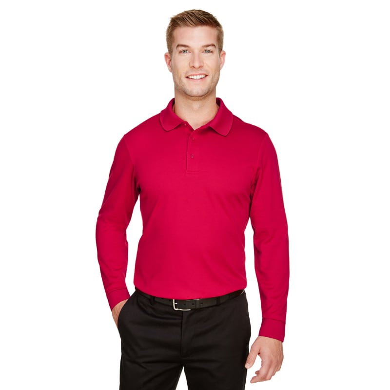 Devon & Jones CrownLux Performance™ Men's Tall Plaited Long Sleeve Polo 16