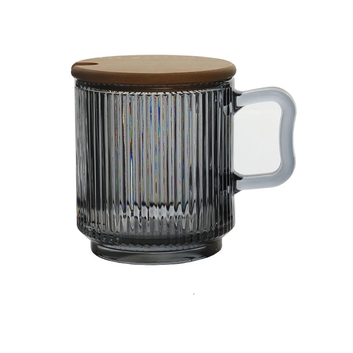 Iridescent Glass Coffee Mug with Lid 3
