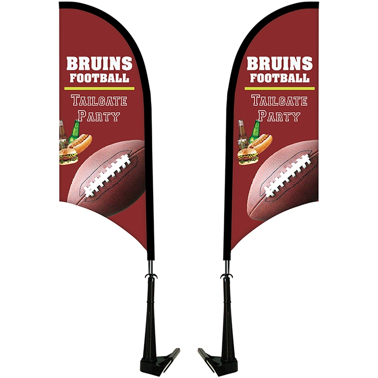 Double Sided Portable Half Drop Car Flag - Non-Adjustable Base 2
