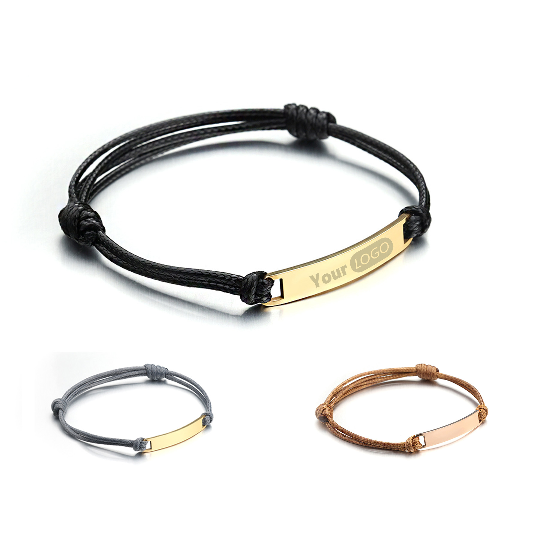 Stainless Steel Polished Titanium Steel Curved Leather Ropes 4