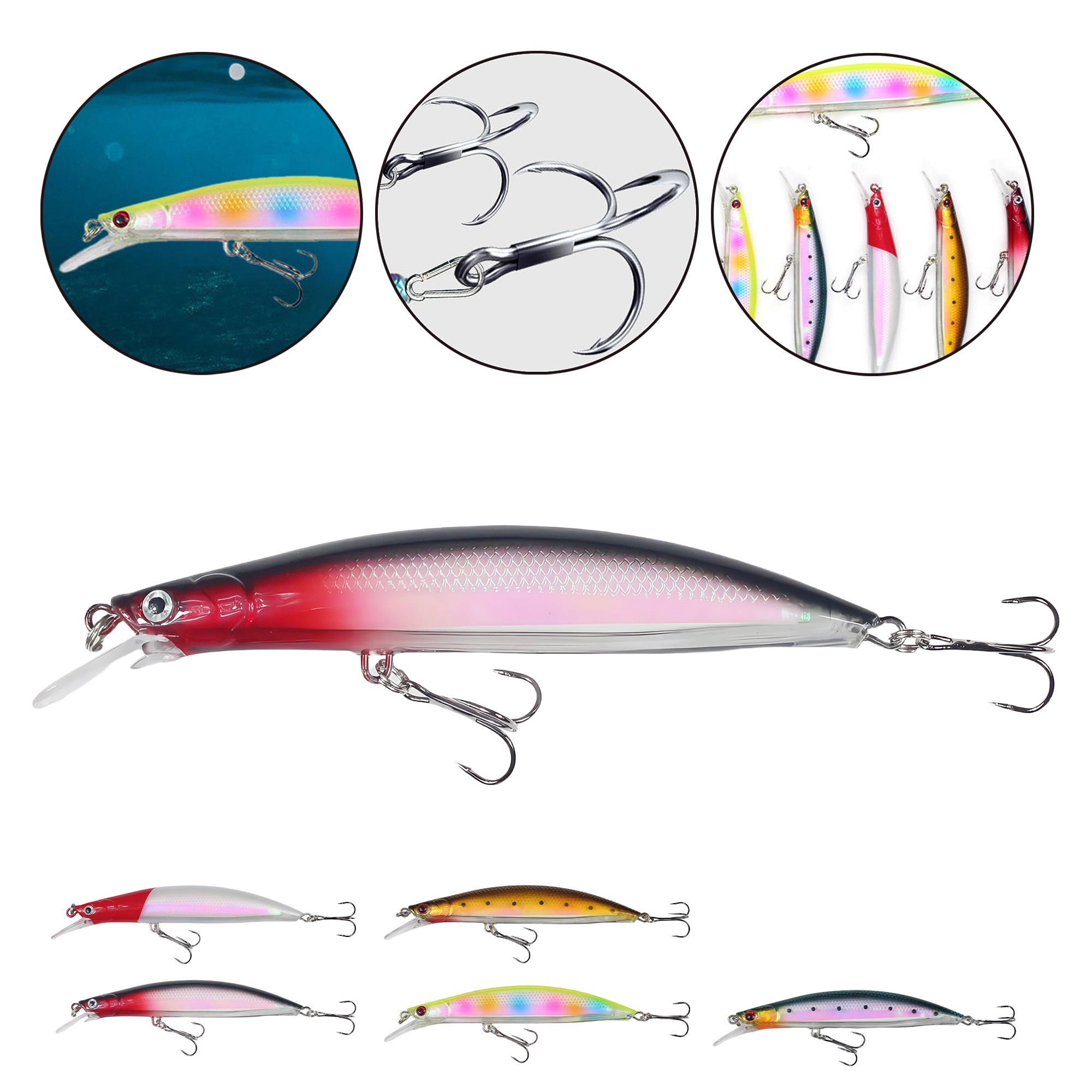 22g Laser Painted Minnow Hard Lure Bait with Sharp Hooks for Long Casting 3