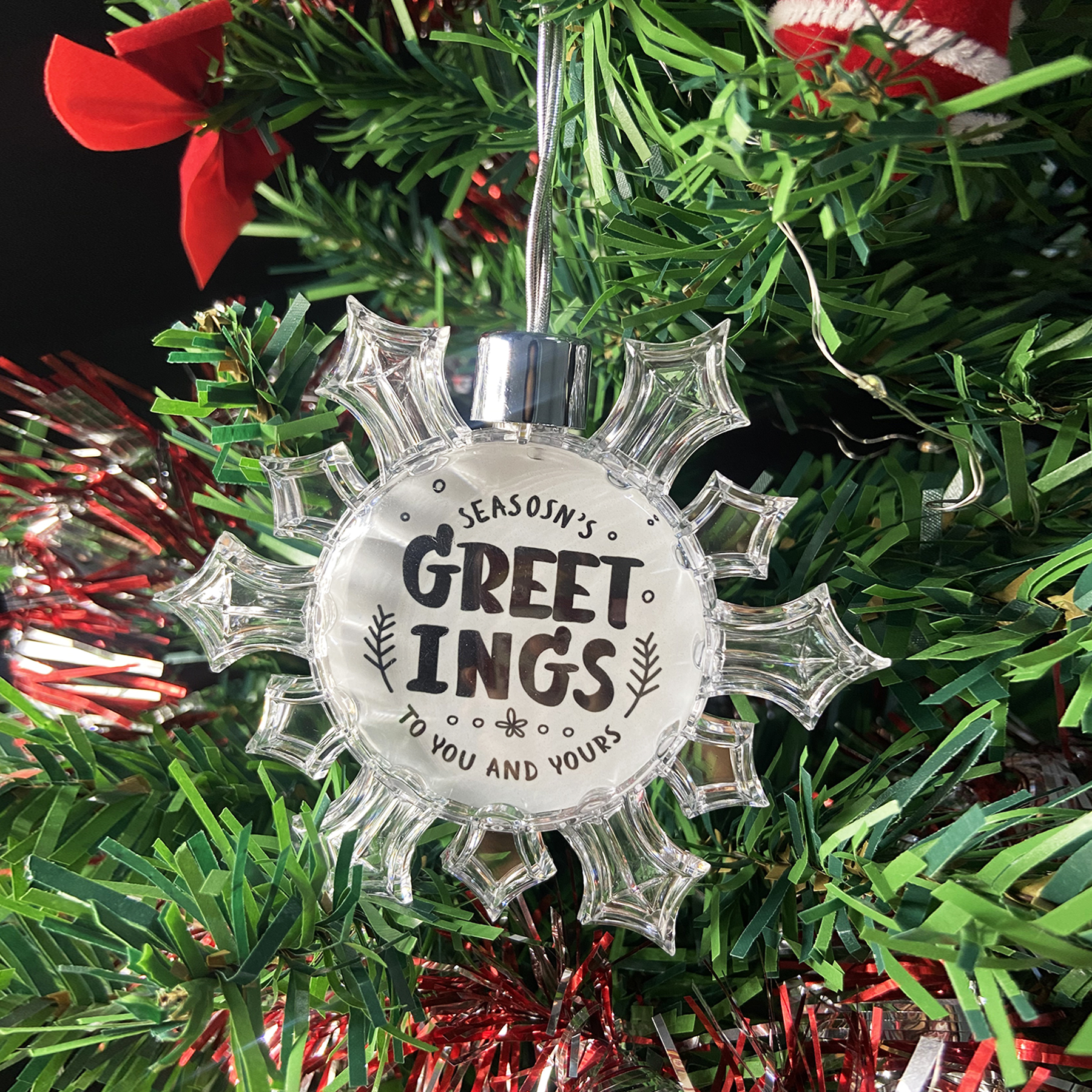 Free Shipping 3" Clear Snowflake Full Color Aluminum Sheet Ornament 2