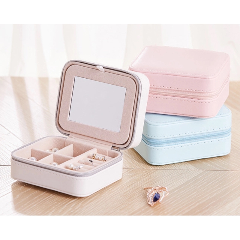 Portable Travel 2-Layer Jewelry Organizer Box with Mirror 3