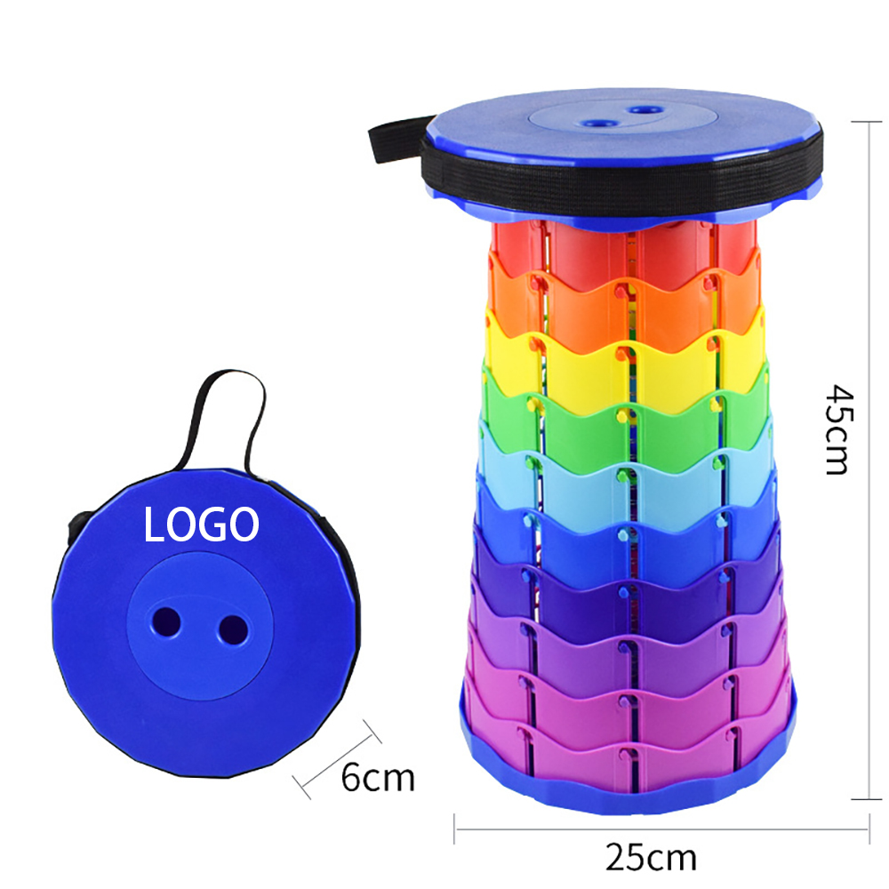 Rainbow Portable Telescopic Stool Folding Chair Camping Sturdy Seat 1