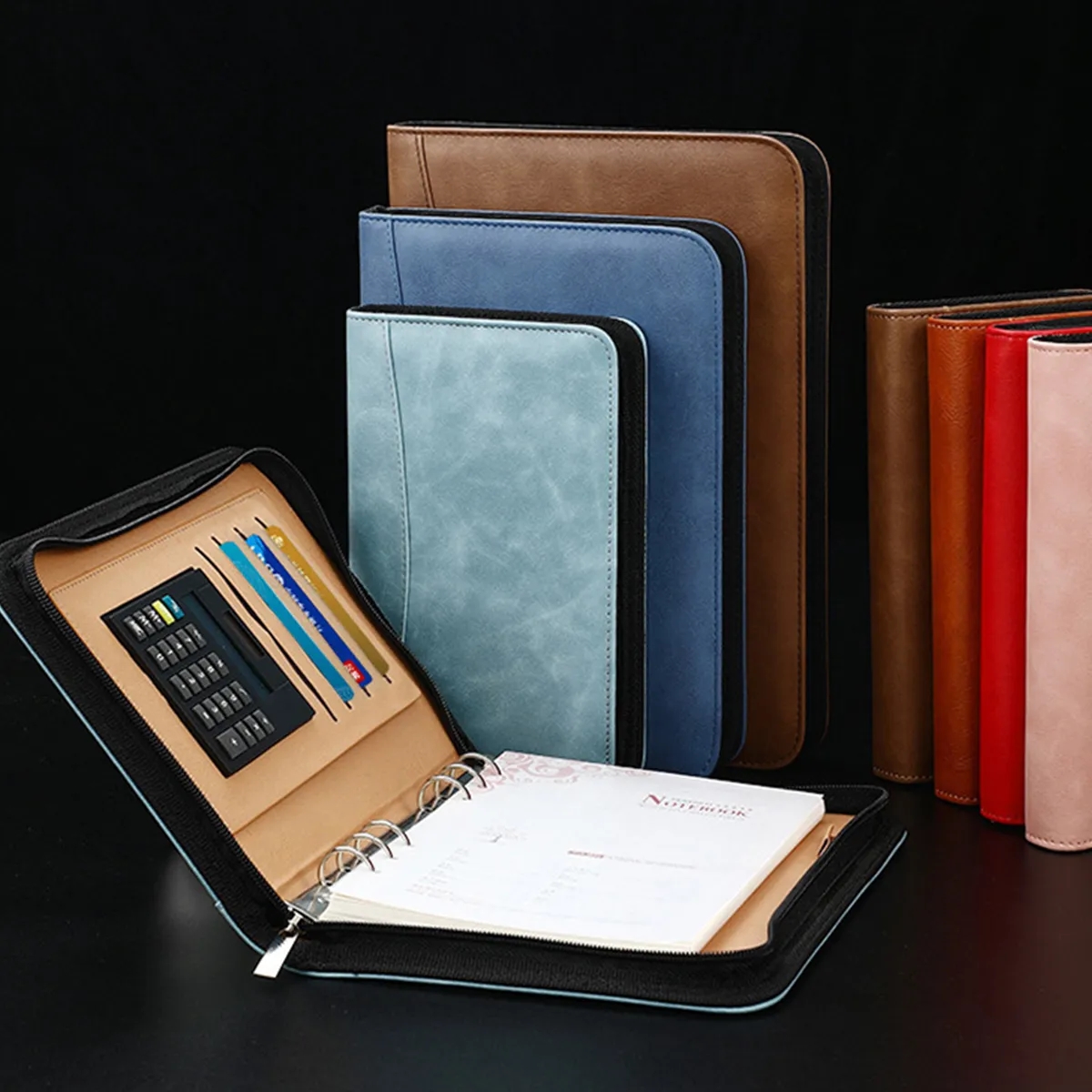 A5 Zippered Business Portfolio Notebook Bag with Calculator 3