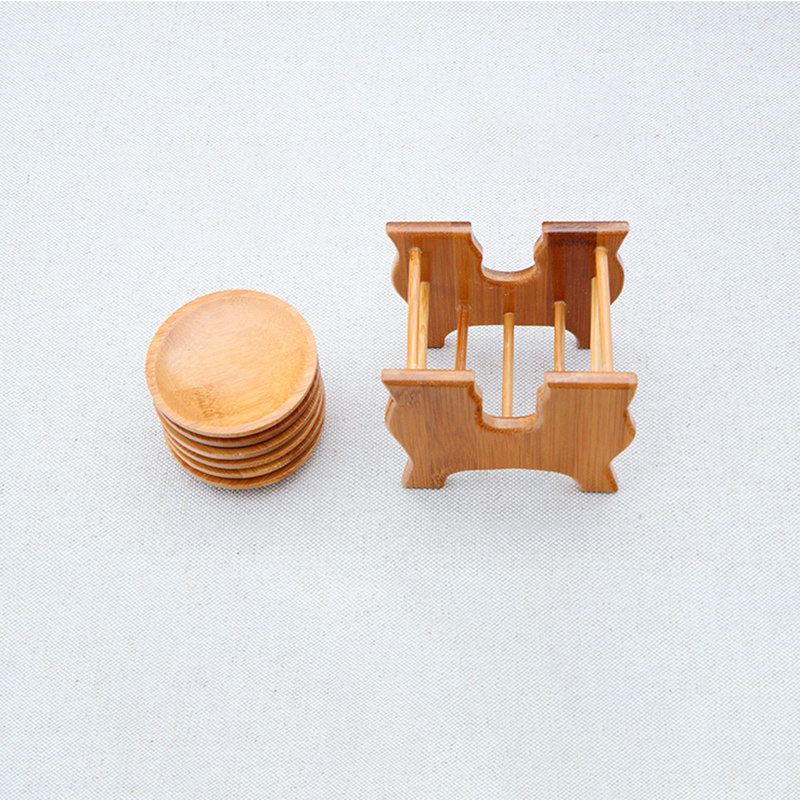 6-Piece Bamboo Tea Cup Coaster Set 2