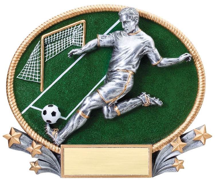 Large Soccer Male 3D Oval Resin Awards 2