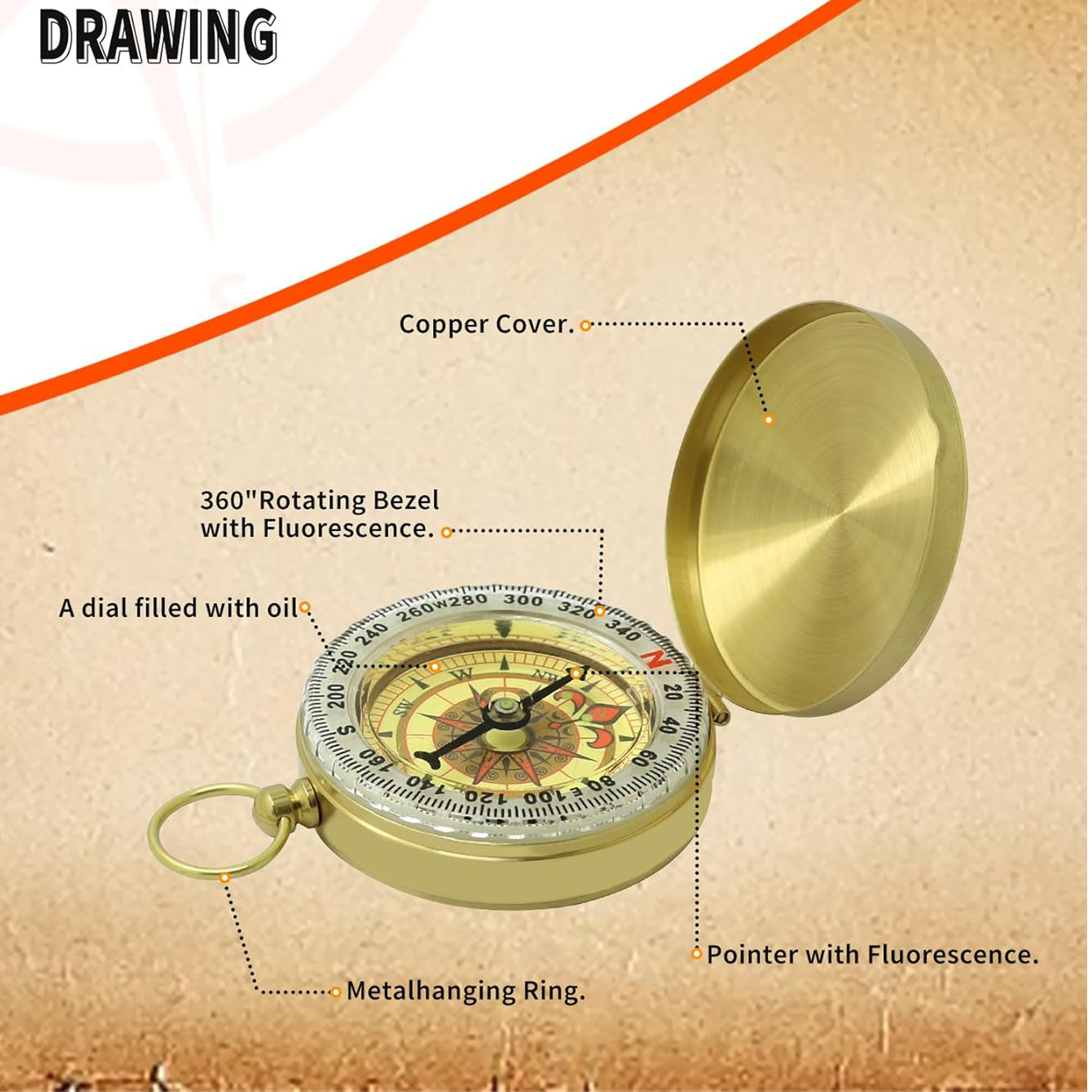 Glow in the Dark Military Camping Compass 5
