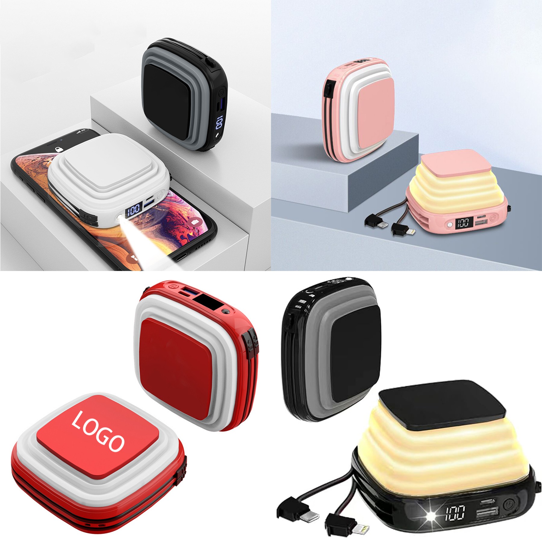 10000mAh Power Bank with Built in Cables