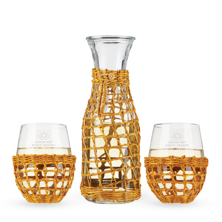 Twine Living® Island Carafe & Stemless Wine Glass Set