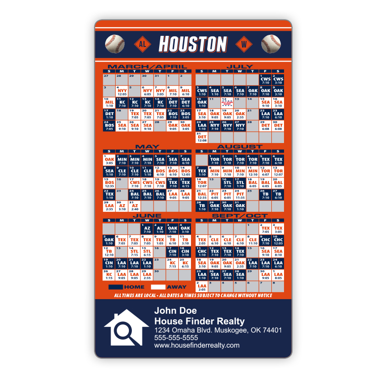 Magnet Sport Schedules - 3.5x6 Baseball Round Corners - 20 mil. 3