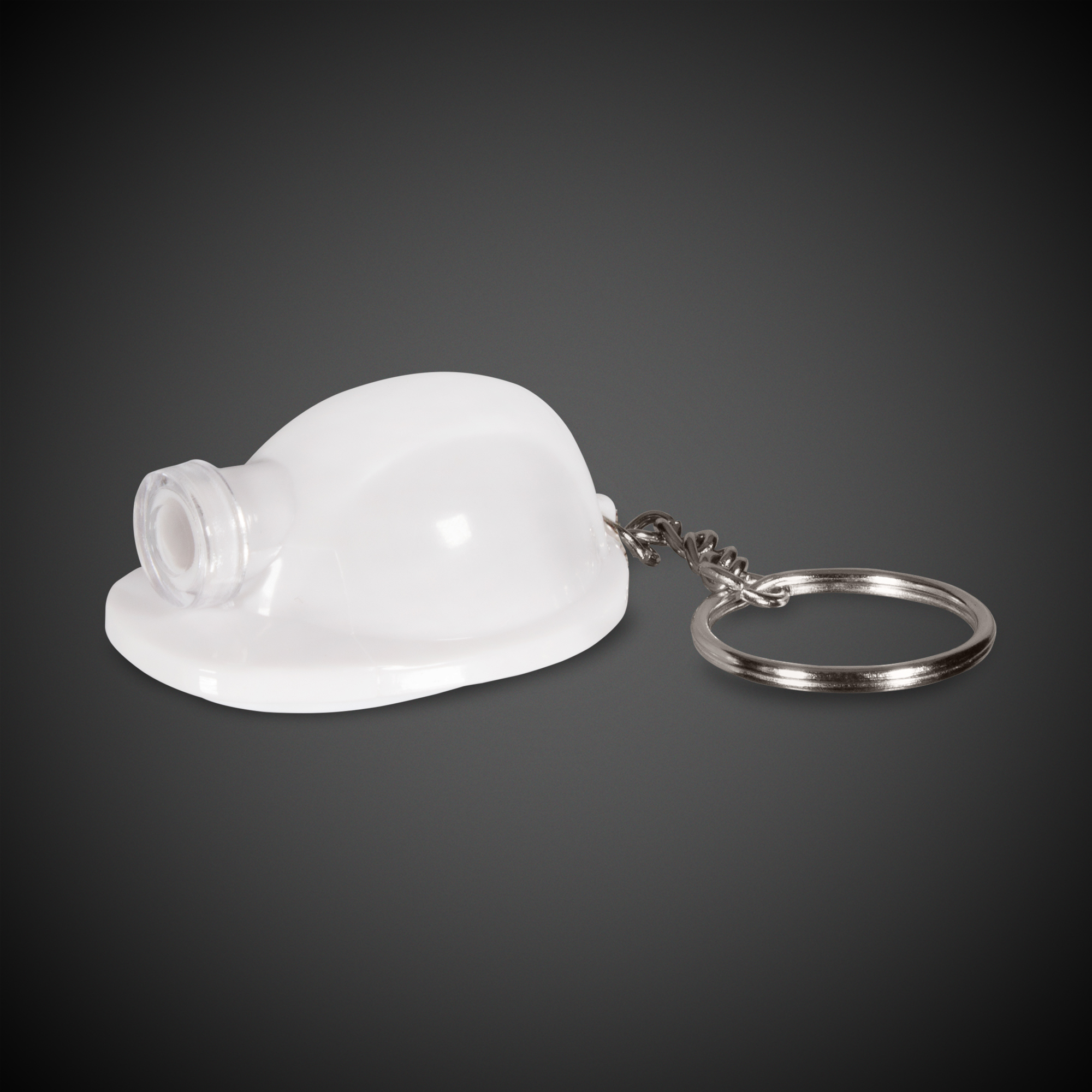 White Safety Helmet Flashlight Light Up Glow LED Keychain 3