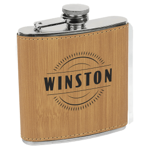 6 Oz. Laserable Leatherette Stainless Steel Flask, custom water bottle with logo imprint 9