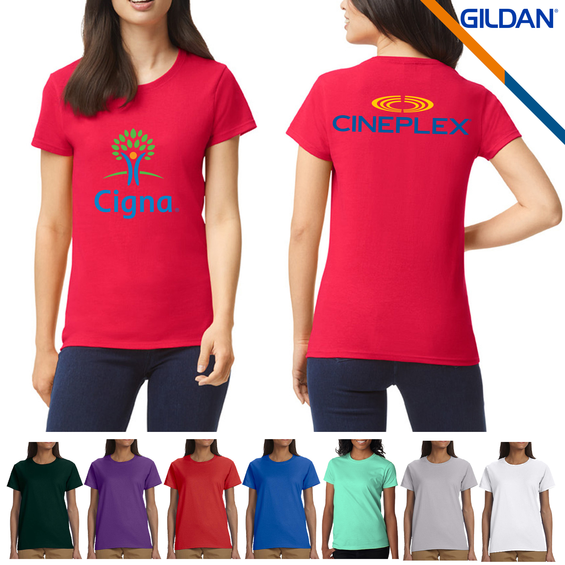 Gildan® 6.1 oz 100% Cotton Preshrunk Ladies T-shirts 2