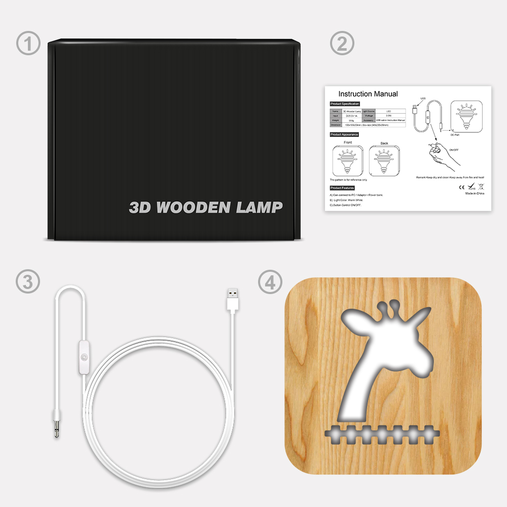 Fully Customizable Wooden Warm Light LED 3