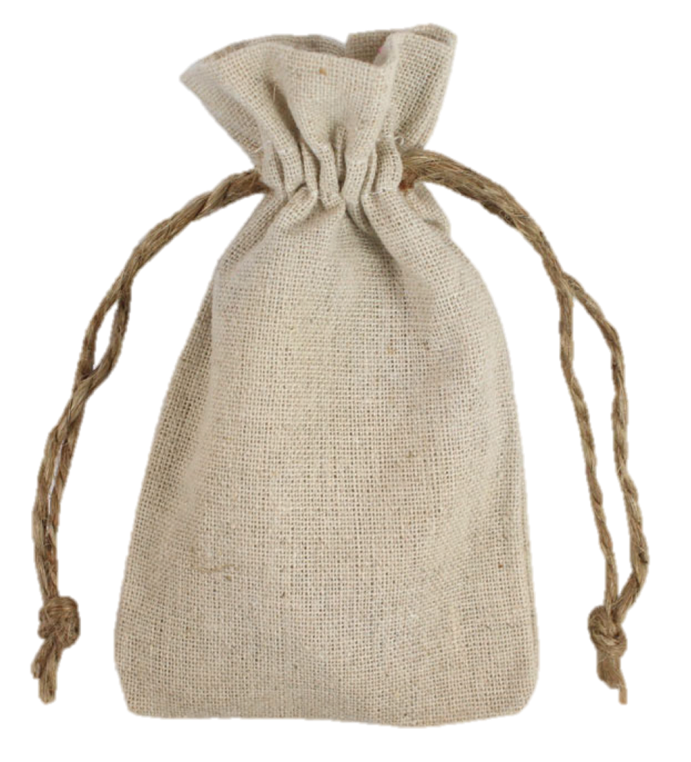 3"x 4" Custom Printed Natural Linen Pouch with Jute Drawstring 4