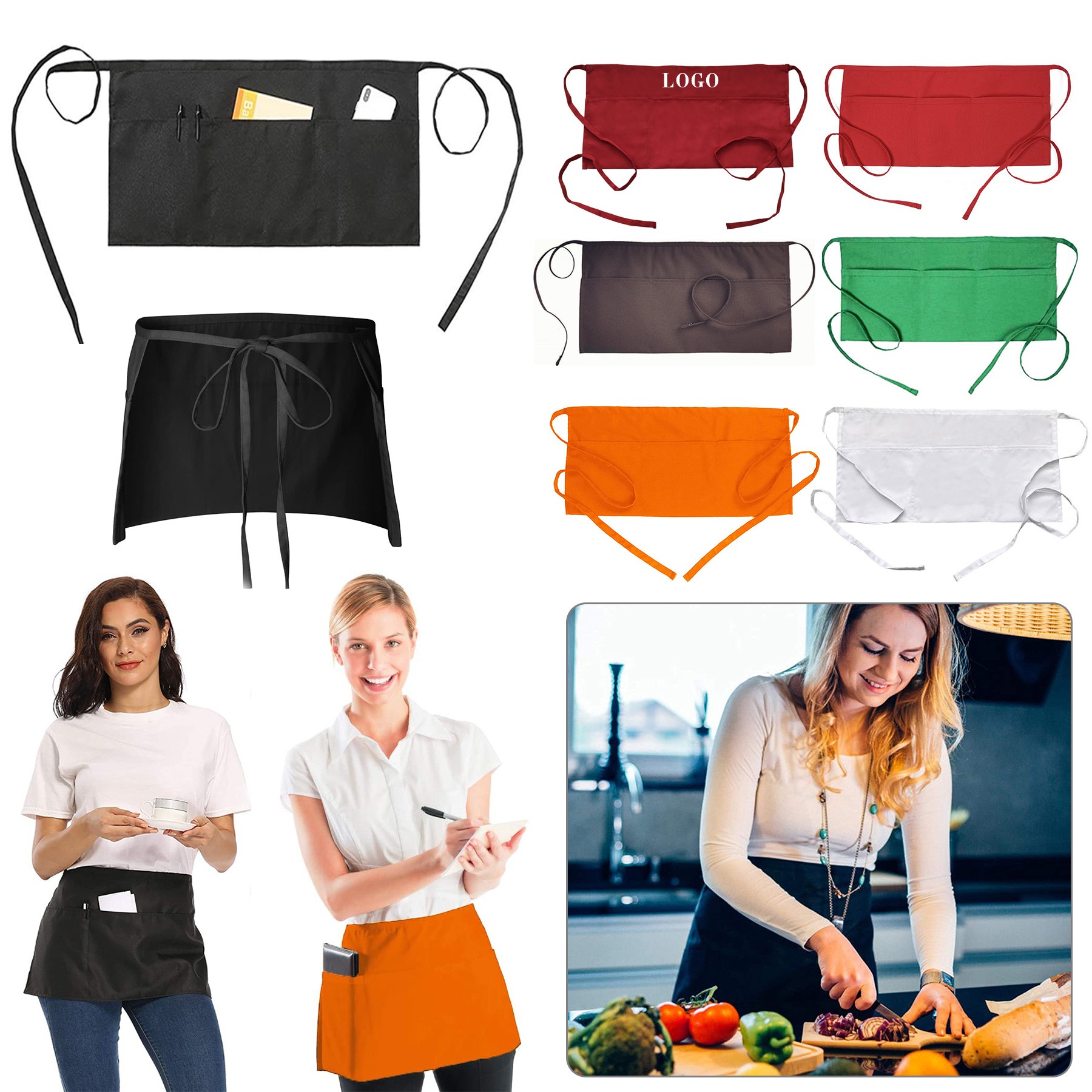 Waist Apron w/ 3 Pockets 2