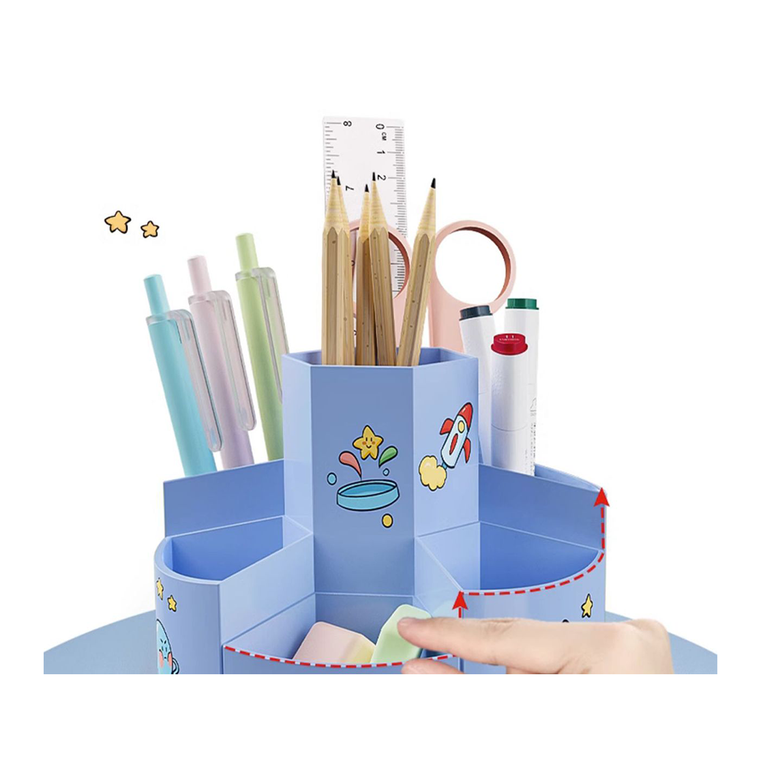 Plastic Rotating Multi-functional Pen Holder 6