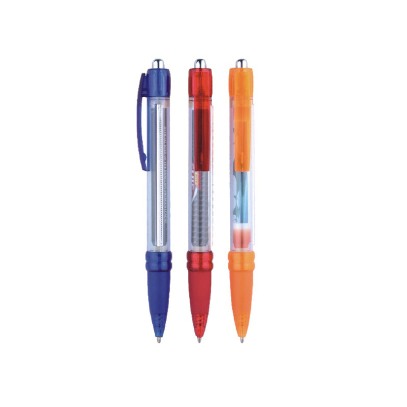 New multcolor ball point pen plastic transparent advertising pen