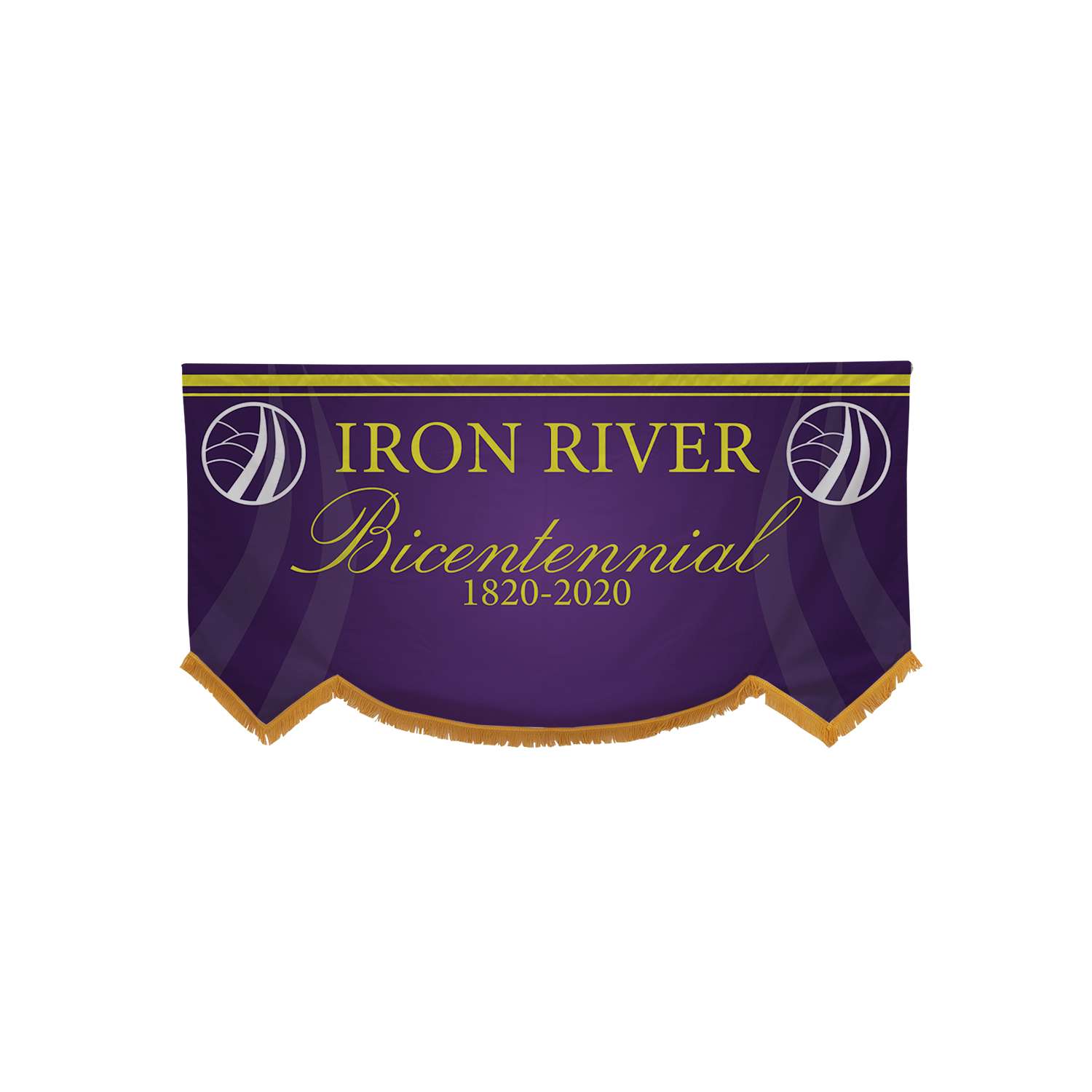 3' x 6' Parade Banner Scallop Bottom Graphic with Gold Fringe 1