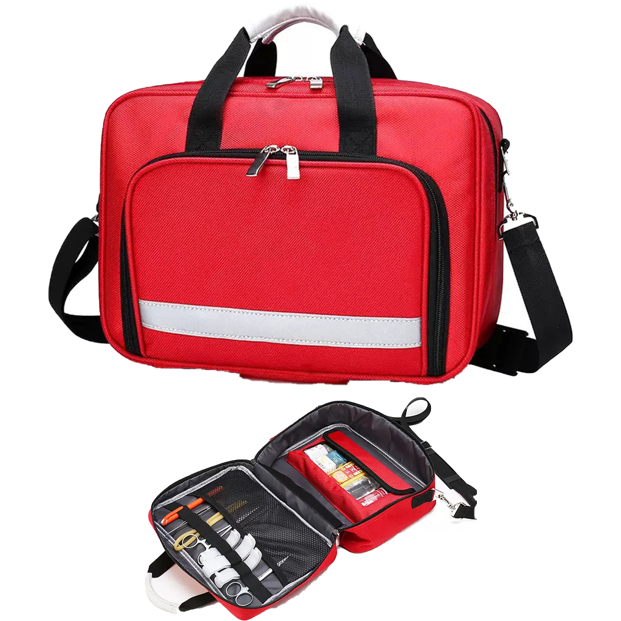 Custom Emergency Medical Bag with Reflective Strip 4