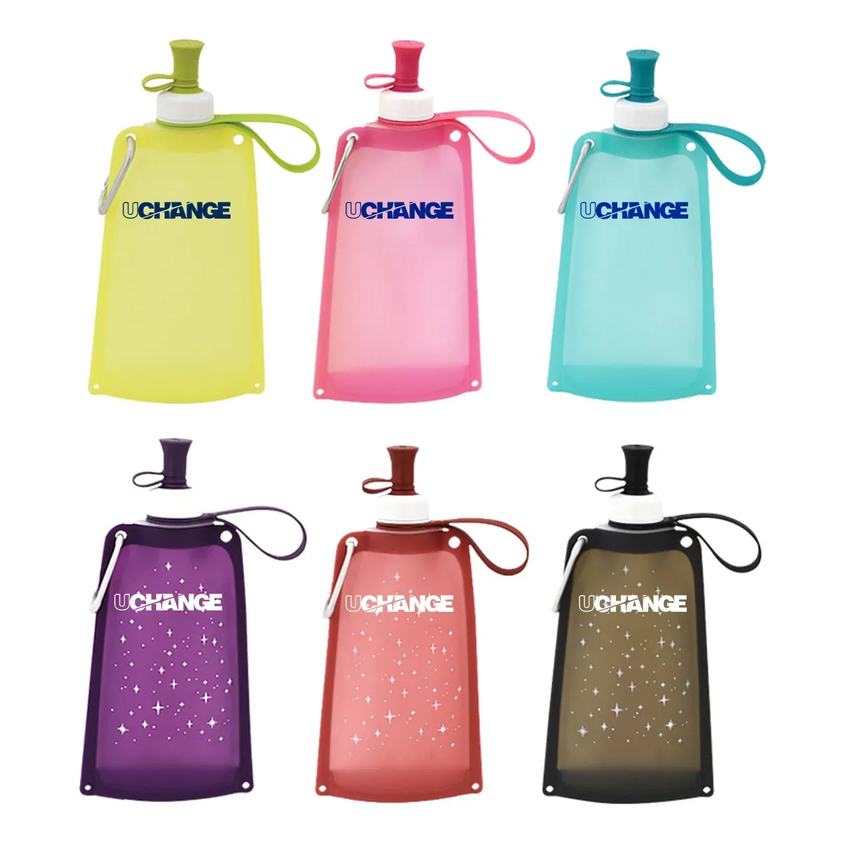 17oz Collapsible Silicone Water Bottle With Carabiner 4