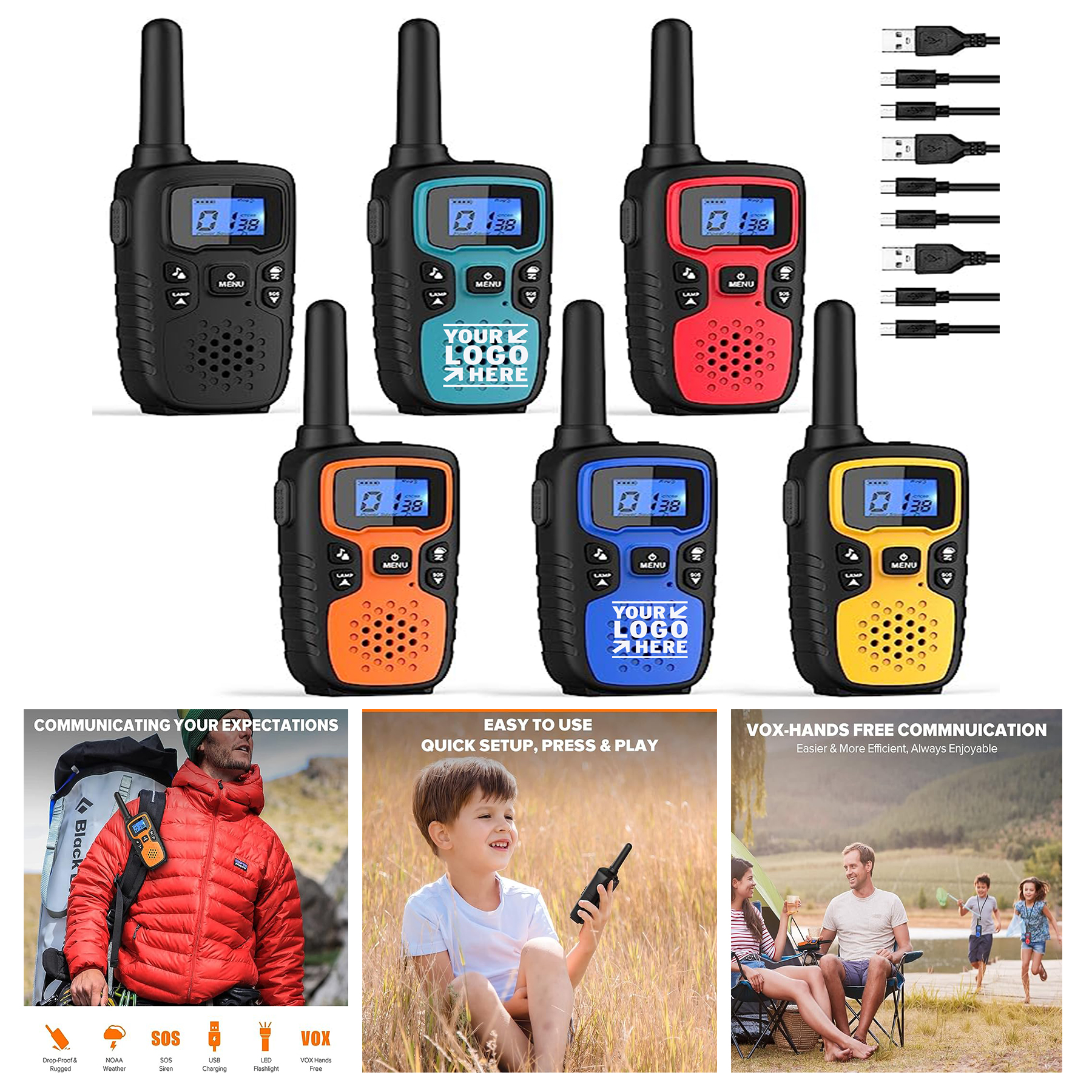 Adults Easy To Use Long Range-Wishouse Handheld 2 Way Radios Rechargeable Walkie Talky 2