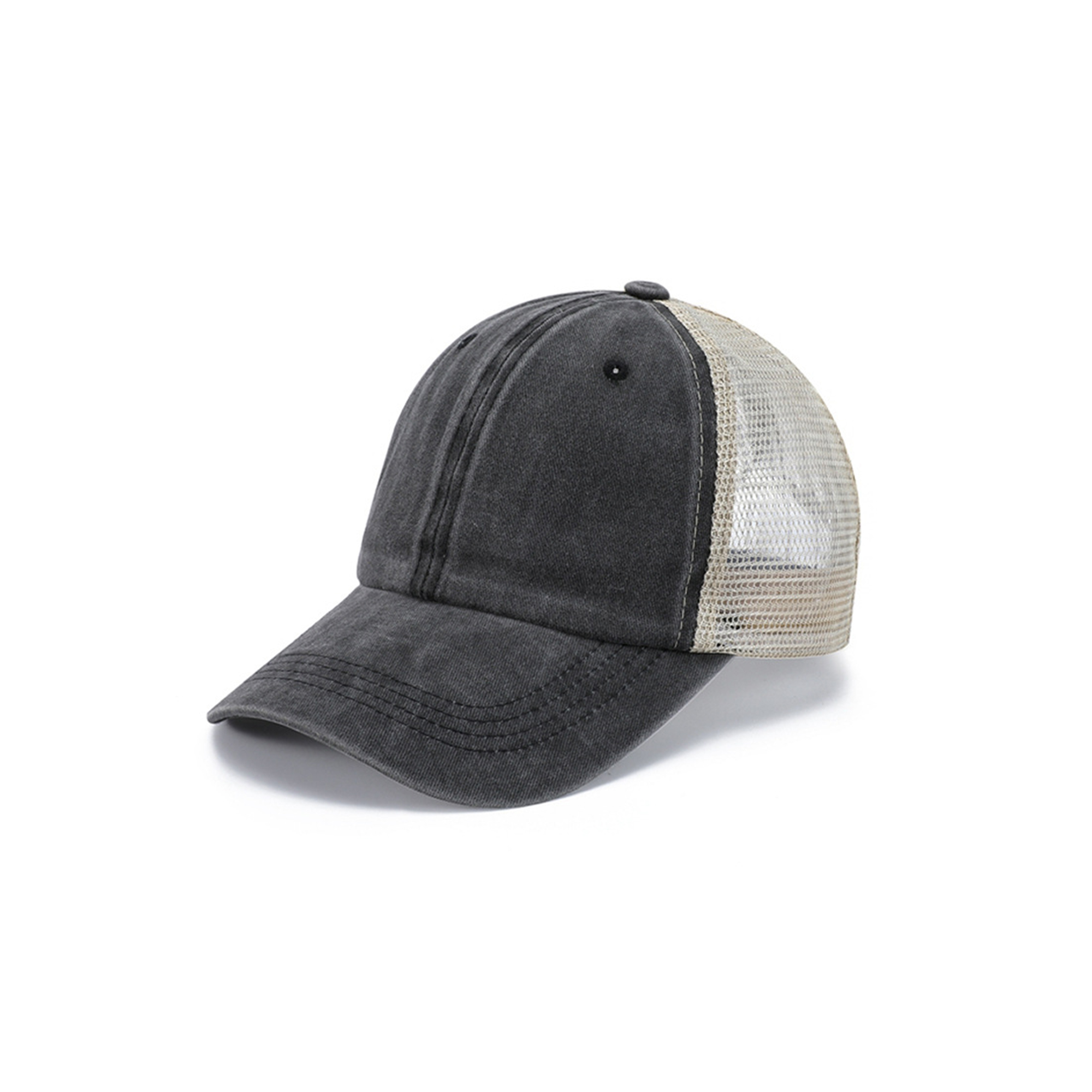 Washed Cotton Low Profile Baseball Cap With Mesh Back 9