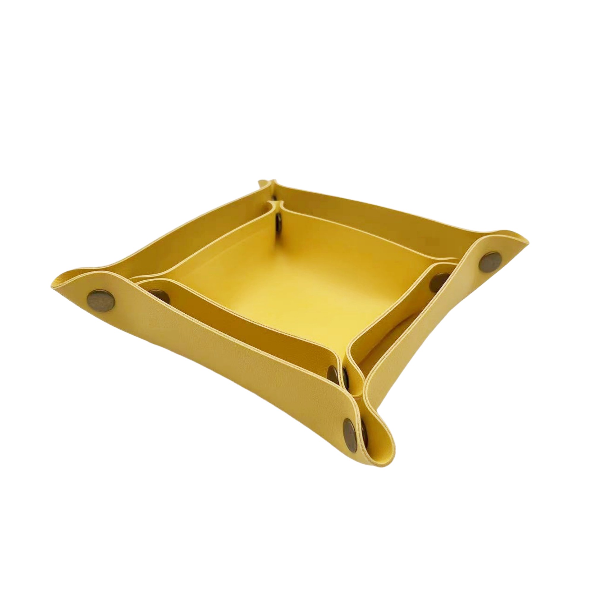 PU Leather Foldable Valet Tray With Snap Corners 7.87" 16