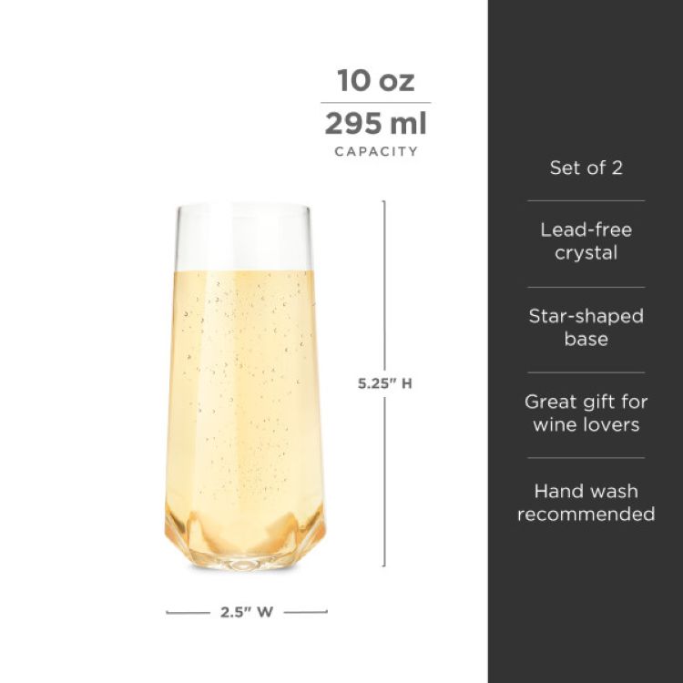 Viski® Faceted Crystal Stemless Champagne Flute, set of 2 5