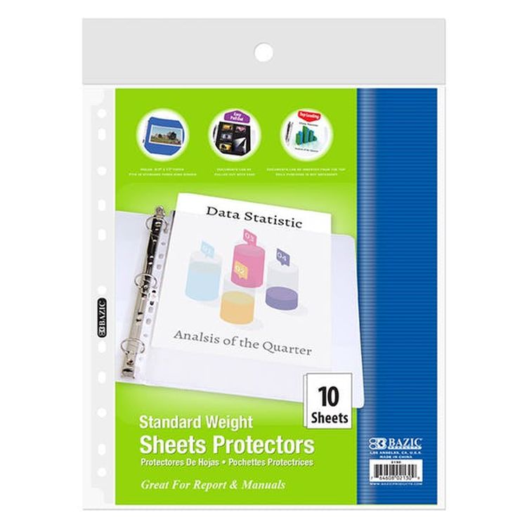 Top Loading Sheet Protectors - 10 Pack Standard Weight 2