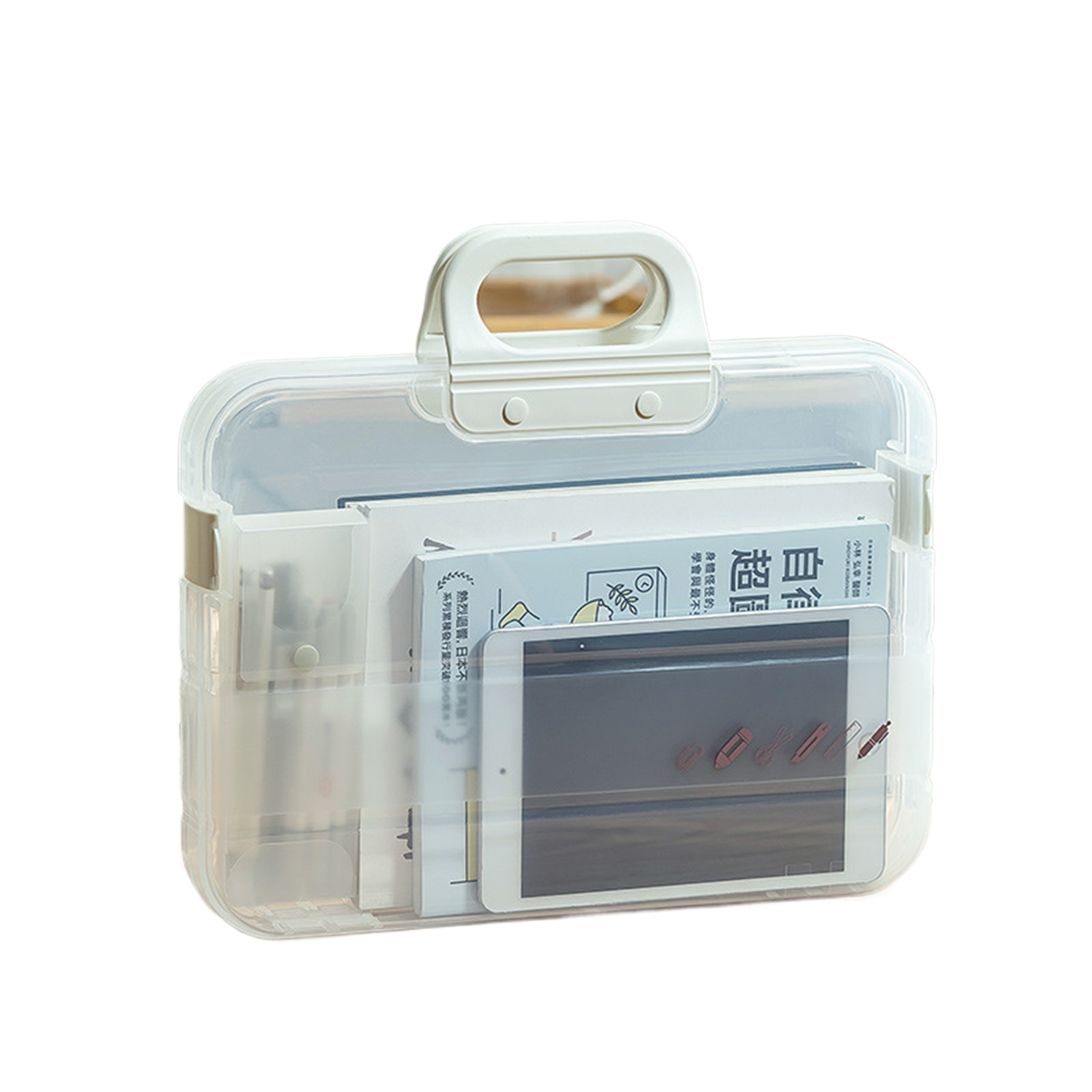 File Box Clear Portable Project Case With Handle 2