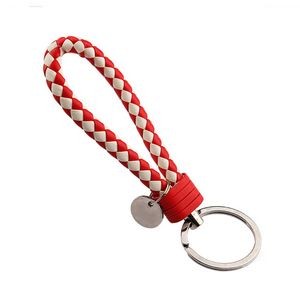 Sophisticated Weaved PU Leather Keychain With Plastic Buckle 41
